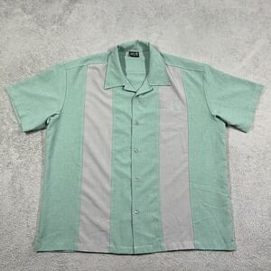 Steady Clothing Shirt Mens XL Retro Bowling Camp Collar Hawaiian USA Made Green